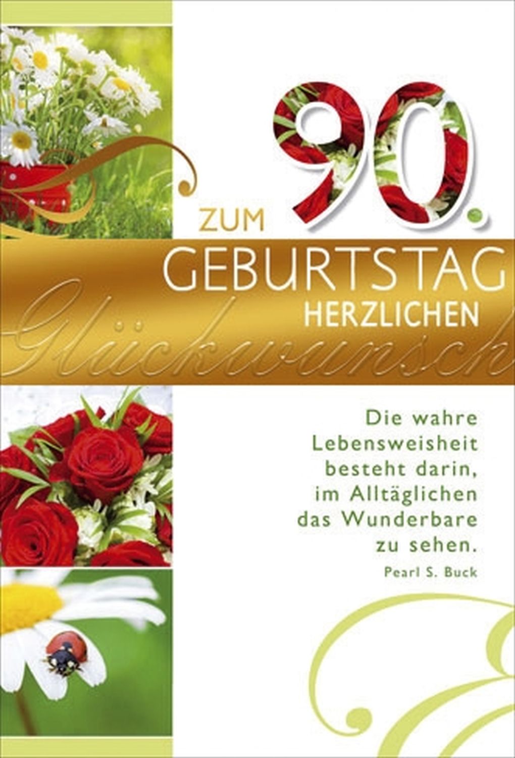 Geburtstagskarte Zahl 90, inkl. Umschlag