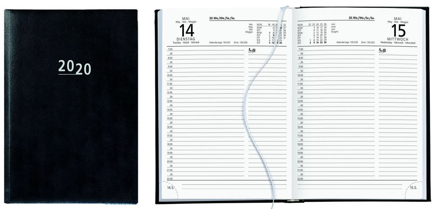 Buchkalender 876 - 1 Tag / 1 Seite, A5, schwarz
